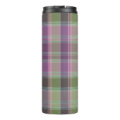 Bouteilles Isothermes Vert, tartan classique lilas. (Dos)