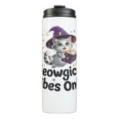 Bouteilles Isothermes Vibes Méowgiques Uniquement, Chat Kawaii Witch Flo (Devant)