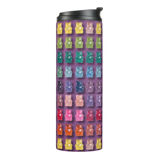 Bouteilles Isothermes Vibrant Candy Pattern | Rainbow Gummy Bear (Tourné sur la gauche)