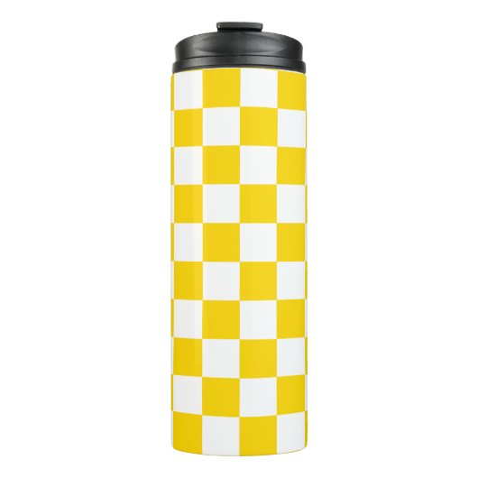 Bouteilles Isothermes Vibrant Jaune et blanc À damiers échecs Retro (Devant)