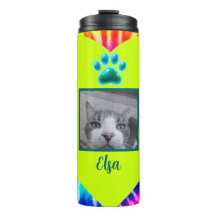 Bouteilles Isothermes Vibrations Hippie Photo et Nom Patte de Chat Perso