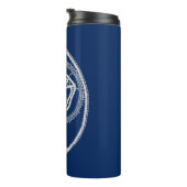 Bouteilles Isothermes Vierge Marie, dentelle blanche, bleu marine (Tourné sur la droite)