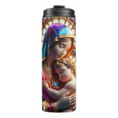 Bouteilles Isothermes Vierge Marie et Bébé Jésus Vitrail (Devant)