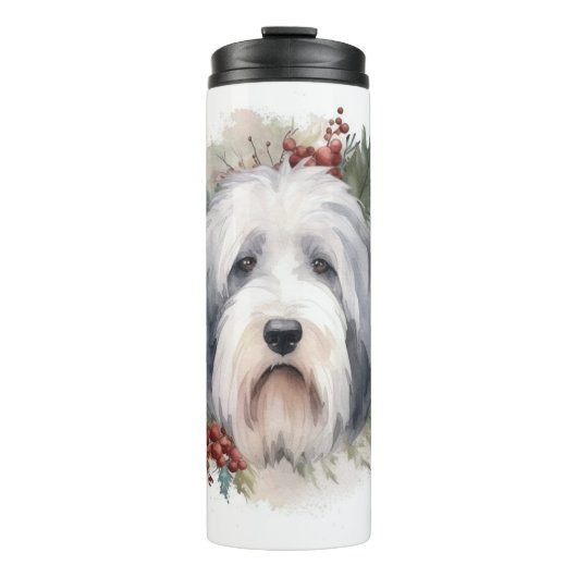 Bouteilles Isothermes Vieux anglais Sheepdog Christmas Wreath Festive Pu (Devant)