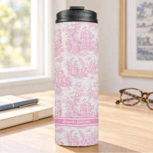 Bouteilles Isothermes Vintage bébé rose toile de jouy imprimé