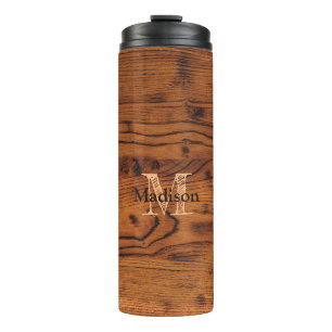 Bouteilles Isothermes Vintage bois brun brun roux Monogramme