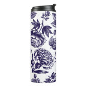 Bouteilles Isothermes Vintage floral bleu marine (Tourné sur la gauche)