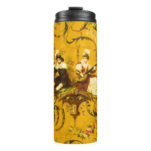 Bouteilles Isothermes Vintage French Gold Yellow Toile Victorian Floral