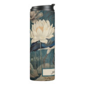 Bouteilles Isothermes Vintage grue bleu botanique personnalisable (Tourné sur la gauche)