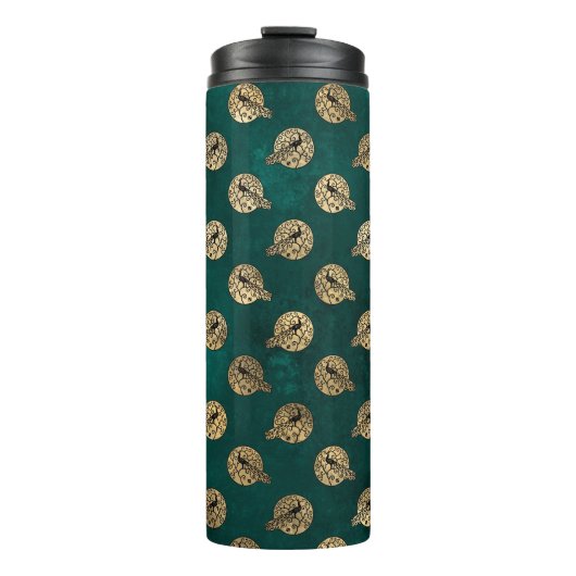 Bouteilles Isothermes Vintage Grunge Turquoise et Gold Peacock (Devant)