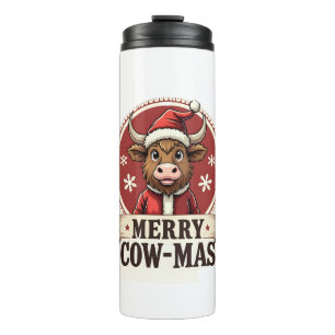 Bouteilles Isothermes Vintage Joyeux Vache-Mas Highland Cow Noël Dessin