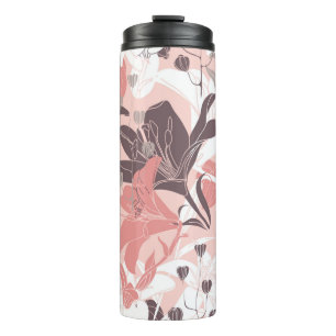Bouteilles Isothermes vintage motif floral transparent. Design rideau. M