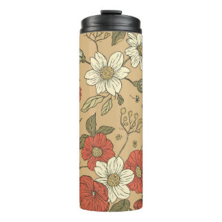 Bouteilles Isothermes Vintage pavot et fleur marguerite couture de jardi