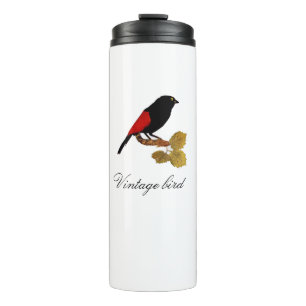 Bouteilles Isothermes Vintage Rouge rouge brillant Oiseau et feuillage c