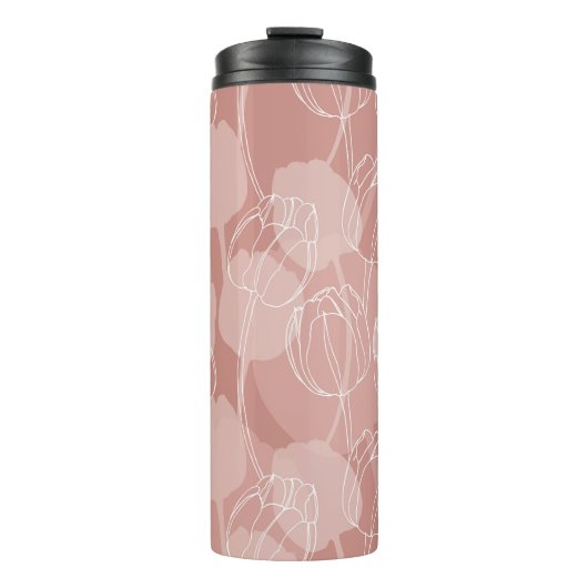 Bouteilles Isothermes Vintage Tulipes blanches Arrière - plan rose (Devant)