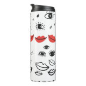 Bouteilles Isothermes Vintages yeux, motif des lèvres rouges. (Tourné sur la droite)