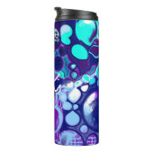 Bouteilles Isothermes Violet, Bleu et Turquoise Abstrait Fluid Art (Tourné sur la droite)