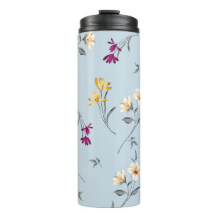 Bouteilles Isothermes violet et crème petites fleurs feuille bouquets pa
