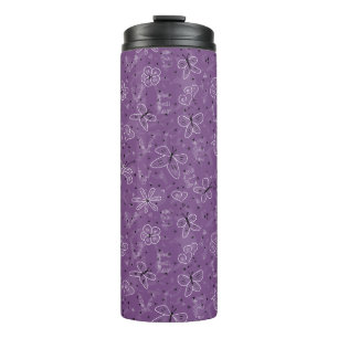 Bouteilles Isothermes Violet Mauve papillon LOVE - motif sans soudure.