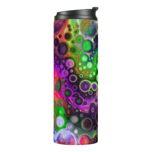 Bouteilles Isothermes Violet, Vert citron, Art Fluide Noir (Tourné sur la gauche)