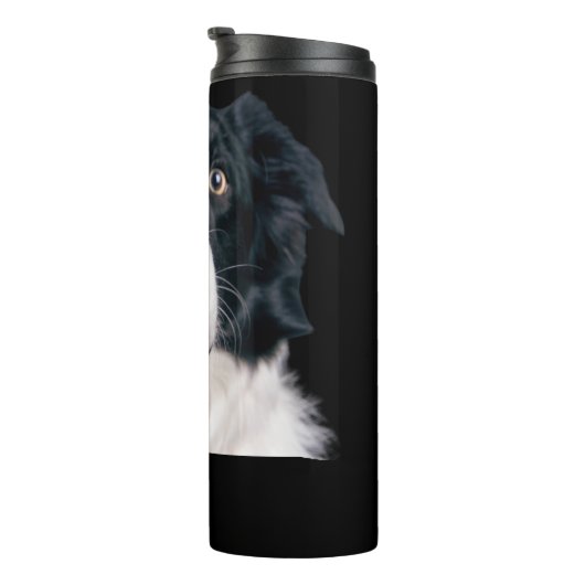 Bouteilles Isothermes Visage de chien noir et blanc (Tourné sur la droite)