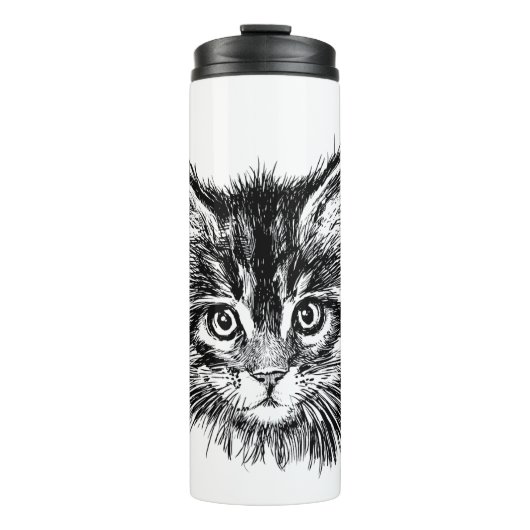 Bouteilles Isothermes Visage de Kitten noir et blanc (Devant)