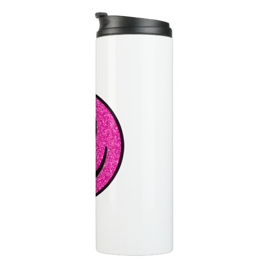 Bouteilles Isothermes Visage de sourire rose Parties scintillant (Tourné sur la droite)