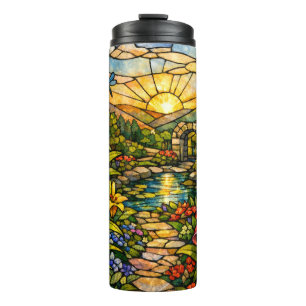 Bouteilles Isothermes Vitraux Lys Papillons Soleil