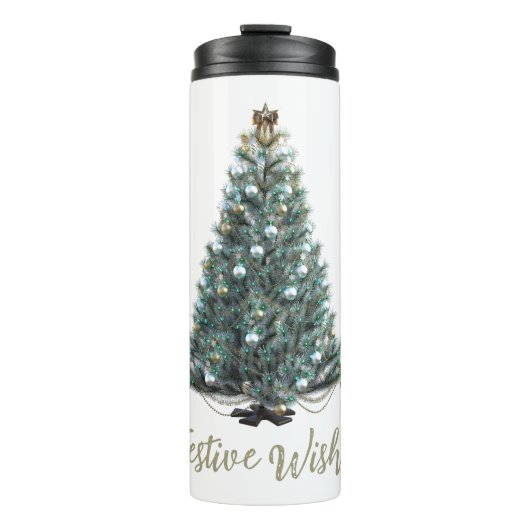 Bouteilles Isothermes Vœux de fête. Conception d'arbre de Noël (Devant)