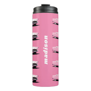 Bouteilles Isothermes Voiture Classique Rose Nom Personnalisé