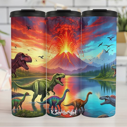 Bouteilles Isothermes Volcano Eruption Dinosaurs Prehistoric Lake