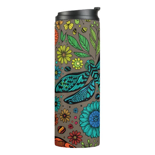 Bouteilles Isothermes Voler, libellule de mouche sur brun (Tourné sur la gauche)