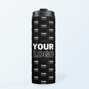 Bouteilles Isothermes Votre logo et arrière-plan Logo répétitif Noir