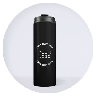 Bouteilles Isothermes Votre logo ou image et texte modifiable Noir et