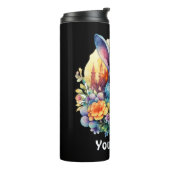 Bouteilles Isothermes Votre nom Bunny Fluffy et fleurs (Tourné sur la gauche)