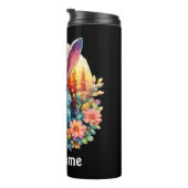 Bouteilles Isothermes Votre nom Bunny Fluffy et fleurs (Tourné sur la droite)