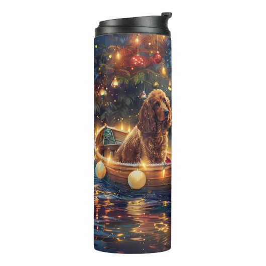 Bouteilles Isothermes Voyage de fête de Noël de Cocker Spaniel (Tourné sur la gauche)