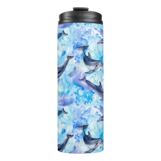 Bouteilles Isothermes watercolor dolphin fish seamless pattern (Devant)