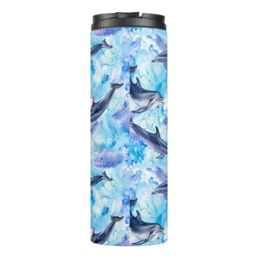 Bouteilles Isothermes watercolor dolphin fish seamless pattern (Dos)