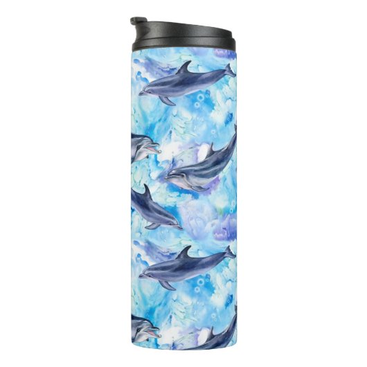 Bouteilles Isothermes watercolor dolphin fish seamless pattern (Tourné sur la droite)