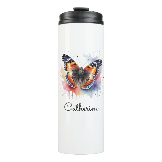 Bouteilles Isothermes Watercolor Red Admiral Butterfly Personalized (Devant)