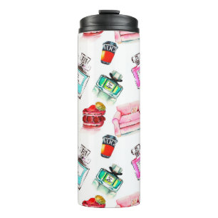 Bouteilles Isothermes Watercolor seamless fashion glamour pattern on whi