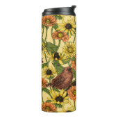 Bouteilles Isothermes Wens et fleurs sur jaune pâle (Tourné sur la gauche)