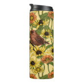 Bouteilles Isothermes Wens et fleurs sur jaune pâle (Tourné sur la droite)