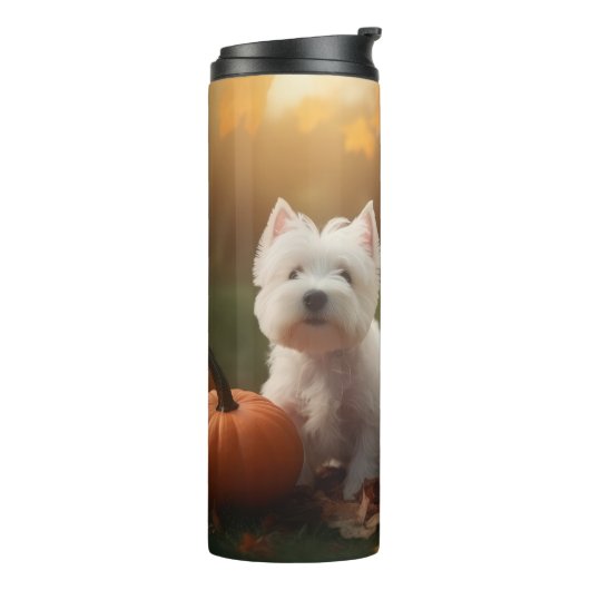 Bouteilles Isothermes West Highland White Terrier Chiot Citrouille d'aut (Tourné sur la gauche)