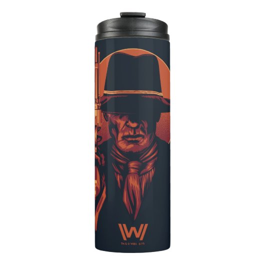 Bouteilles Isothermes Westworld | Homme en noir avec révolver (Devant)