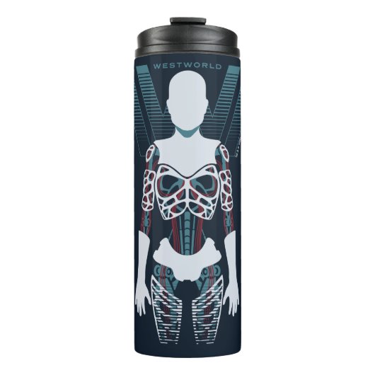 Bouteilles Isothermes Westworld | Squelette Android sur logo (Devant)