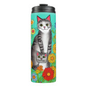 Bouteilles Isothermes Whimsical Folk Art Grey Chat et Kitten (Devant)