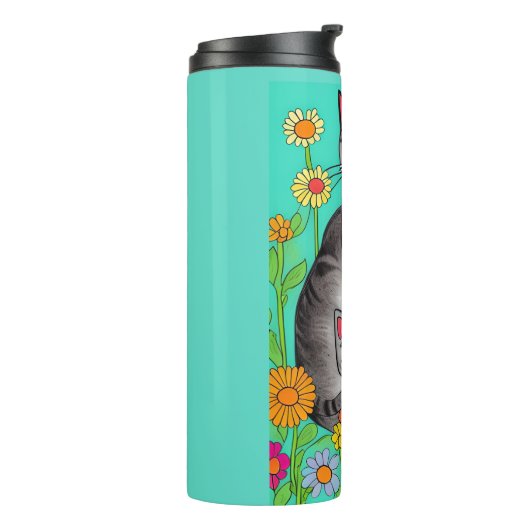 Bouteilles Isothermes Whimsical Folk Art Grey Chat et Kitten (Tourné sur la gauche)