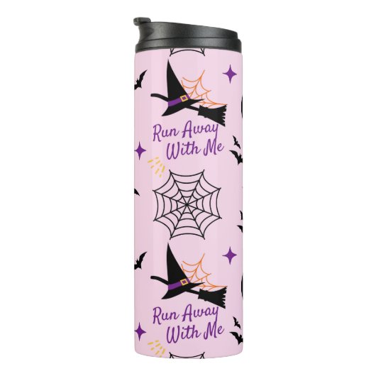 Bouteilles Isothermes Whimsical "Run Away With Me" Halloween Witch & Bat (Tourné sur la droite)